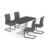Vicco Eettafel set Fenaro Zwart/Wit 120 x 80 cm met 4 eetkamerstoelen, grijs