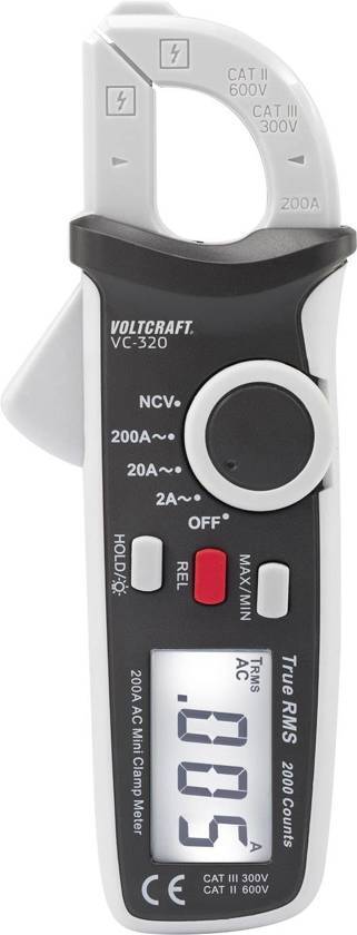 VOLTCRAFT VC-320 Stroomtang Digitaal CAT II 600 V, CAT III 300 V Weergave (counts): 2000