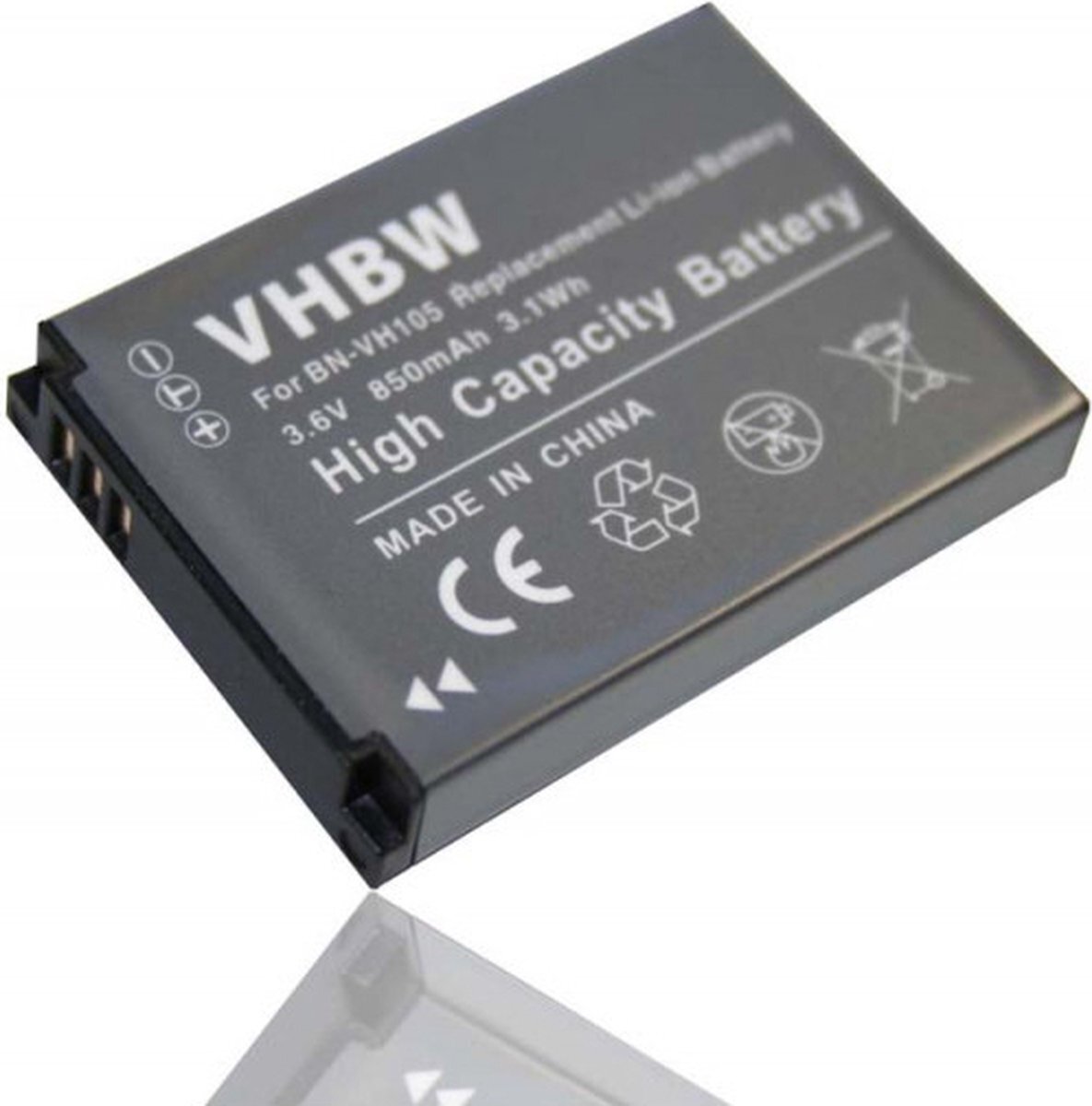 VHBW Camera accu compatibel met JVC BN-VH105 / 850 mAh