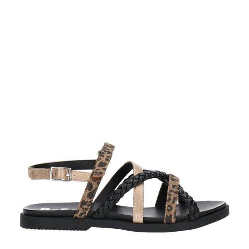 bullboxer sandalen met panterprint zwart/multi