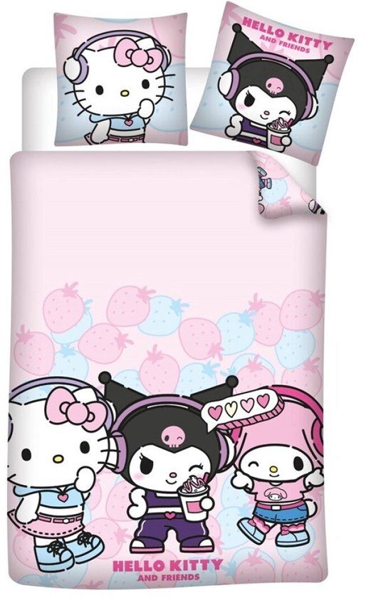 4KidsOnly Hello Kitty Dekbedovertrek Kuromi 140 x 200 cm - 65 x 65 cm - Roze
