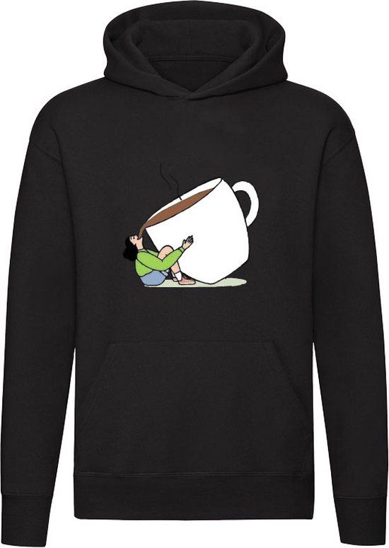 Sol's Zwarte Grote Koffie Kop Hoodie - Unisex - Katoen - Maat M
