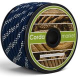 CORDAMARKET Skota Robuust touw voor boottochten, klimmen en outdoor-activiteiten, wit/blauw, 10 mm x 25 m