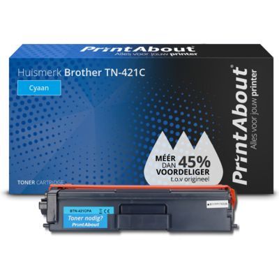 PrintAbout Huismerk TN-421C Cyaan Toner | Compatibel met Brother