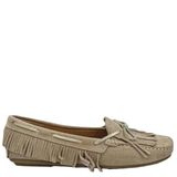 Babouche Hella-173 leren suède mocassins met franjes beige