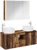vidaXL Badkamerkast - set - 4 - st - Oud - hout - Bewerkt - hout