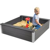 dobar® Zandbak van weerbestendig WPC - zandbak om te spelen voor de tuin - 115 x 115 x 30 cm - antraciet