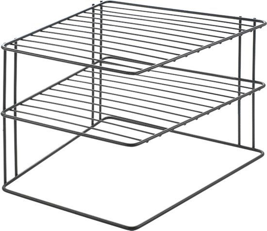 Metaltex Bordenrek - Mat Zwart - 25x25x19 cm - Metaal