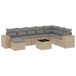 vidaXL 9-delige Loungeset met kussens, polyrattan, beige