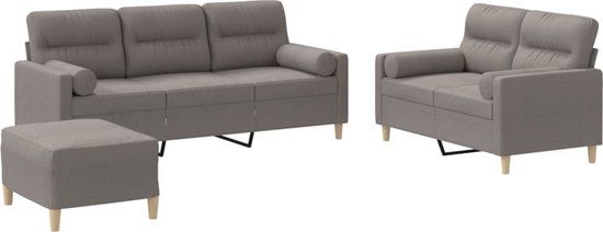 vidaXL 3-delige Loungeset met kussens stof taupe
