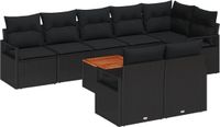 vidaXL Tuinbank - Set - 9 - st - Zwart - poly - rattan