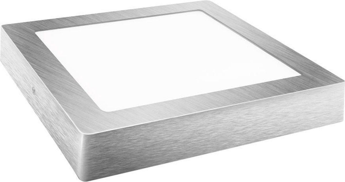 ABC-LED LED Plafondlamp - Opbouw Vierkant - Warm Wit - Zilver - 12W