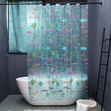 Onderwaterwereld vissen douchegordijn, oceaan tropische vissen douchegordijnen, waterdichte transparante EVA badkamer decoratieset met haken, schattige douchegordijnen voor kind