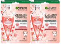 Garnier - Tissuemasker 2 Millions Probiotics - 2 x 22 gr - Voordeelverpakking