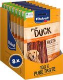 Vitakraft Pure Duck Vleesstrips, Hondensnacks, reepjes eendenborstfilet, traktaties voor hondentraining, Geen toegevoegde suiker (8x 80g)