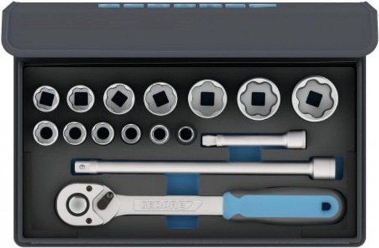 Gedore TC 19 MU-10 | Dopsleutelset 1/2" | in stoffen etui met CT-module |16-delig