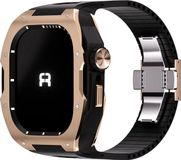Reqior Apple Watch 45mm case met rubberen band (roségoud/zwart)