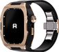 Reqior Apple Watch 45mm case met rubberen band (roségoud/zwart)