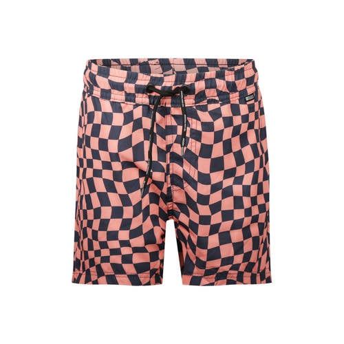 No Way Monday zwemshort geruit zalm/zwart