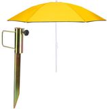 Merkloos Parasol met metalen grondharing van 45 cm - geel - polyester - Dia 160 cm