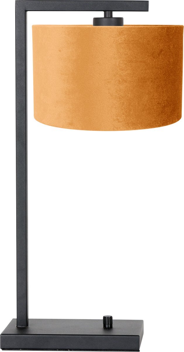 Steinhauer Stang tafellamp - 51 cm hoog - E27 - inclusief snoer - zwart met okergele kap