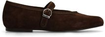 Manfield - Femme - Ballerines en suède marron avec boucle - Taille 38