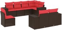 vidaXL 8-delige tuinbankset met kussens, bruin polyrotan