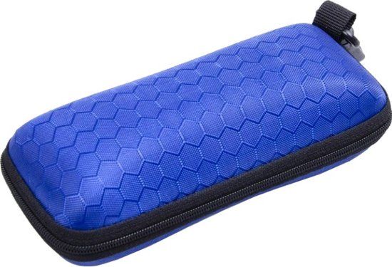 Fako Bijoux® Brillenkoker - Hard Case - Met Clip - Honingraad - Blauw