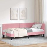 vidaXL Hoekbed met hoofdeinde, roze, 100 cm x 200 cm, fluweel