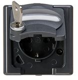 Kopp Blue Electric - geaard stopcontact met klapdeksel en veiligheidsslot (nr. 0), kleur: antraciet, 103415000