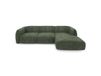 Canapé d'angle droit 5 places en velours tramé vert olive