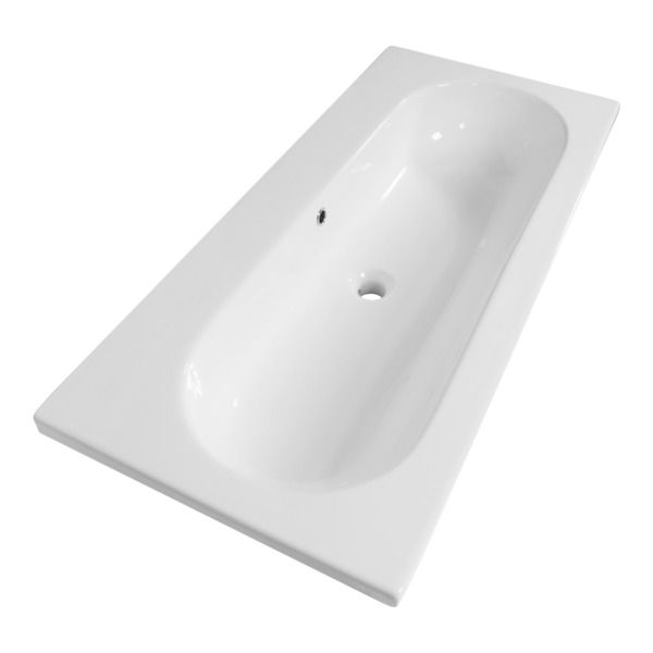 Saniclass Palermo meubelwastafel 100x3.5x46.5cm met overloop 1 wasbak 0 kraangaten Keramiek Wit 2277