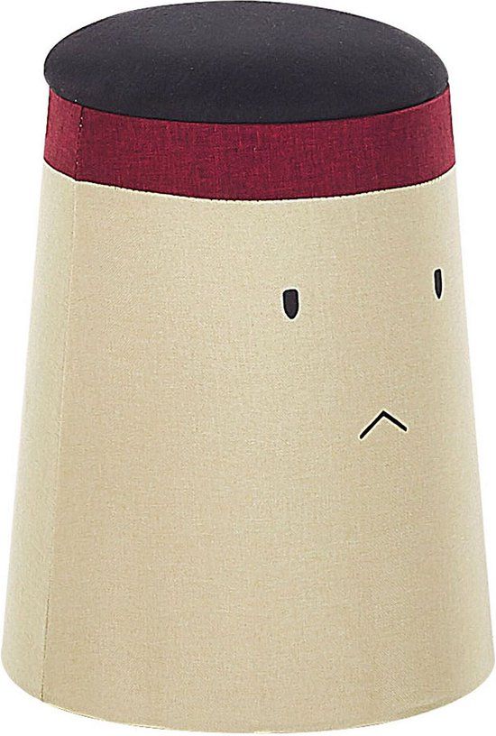 Beliani SAMURAI Poef - Beige - 33 cm - Kunstlinnen