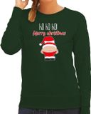 Bellatio Decorations Foute Kersttrui/Sweater Dames - Kerstman - Groen - Merry Christmas XS