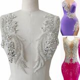 Handnaaien strass steentjes kralen kant applique Wing vorm decoratie accessoires trim patches een paar (wit)
