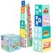 Blocs à empiler Montessori - 10 blocs - Chiffres, lettres et véhicules - Dès 12 mois