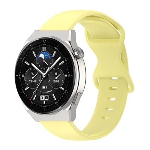 FTRONGRT Zachte Siliconen 22mm Horlogeband voor Huawei Horloge GT 3 Pro 46mm, Vervanging Polsband Bands Armband voor Huawei Horloge GT 3 Pro 46mm.Groot Maat Geel