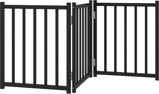 vidaXL Hondenhek - inklapbaar - 3 panelen - 150 cm - massief vurenhout - zwart