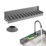 Sans marque Tapis d'évacuation pour évier, tapis égouttoir en silicone pour robinet, tapis de vaisselle antidérapant en silicone avec bord surélevé et drainage incliné, tapis de protection d'évacuation