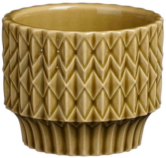 Mica Decorations Lauria pot rond lichtbruin h6xd7,5 cm