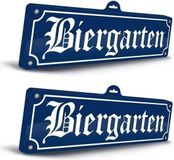 Merkloos / Sans marque Folat Bv 2x Biergarten muur/wand decoraties 48 x 15 cm Oktoberfest - Bierfeest feestartikelen versiering - Straatnaam bordjes