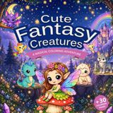 Cute Fantasy Creatures a Magical Coloring Adventure: +30 Line Art Illustrations for Kids, Teens & Adults