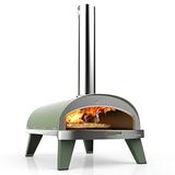 ZiiPa - Piana-pizzaoven, compacte pizzaoven voor buiten, pelletpizzaoven, houtvuur, oven met draaiplaat voor 360° koken, geïntegreerde thermometer, (Eucalyptus)