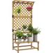 Pangivo Étagère à fleurs en bois de sapin porte-plante 2 niveaux avec treillis et toit jaune 75x50x166 cm