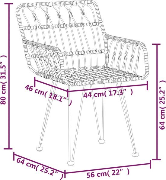 vidaXL 7-delige Tuinset poly rattan zwart