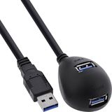 InLine USB naar 2x USB docking kabel - USB3.0 - tot 0,9A / zwart - 3 meter