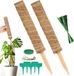 Wan GmbH Kokosstok 2 stuks voor klimplanten - mosstokken voor kamerplanten met labels - 100 cm