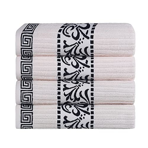 Superior 4-Piece Bath Towel Set - Greek/Floral Decor - Athens Collection