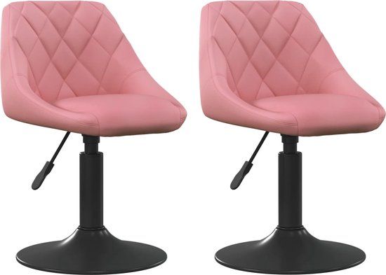vidaXL Eetkamerstoelen draaibaar 2 st fluweel roze
