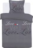 VISION LOVE Dekbedovertrekset - 100% katoen - Eenpersoons - 140 x 200 cm - Antraciet